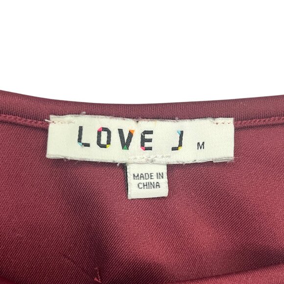 Love J Women's Burgundy Peplum Tank Sz M Asymmetrical Hem Date Night Y2K Chic - Picture 3 of 10